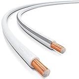 deleyCON 10m Lautsprecherkabel Boxenkabel 2x 1,5mm² Kupferüberzogenes Aluminium CCA Polaritätskennzeichnung 2x48x0,20mm Litze BauPVO/CPR - Weiß