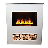 GLOW FIRE Brecht Elektrokamin | Opti Myst Cassette 500, 3D Wasserdampf Feuer, elektrischer Standkamin mit Fernbedienung | Regelbarer Flammeneffekt, Breite 100 cm, Weiß