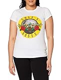 GunsRoses Damen T-Shirt Guns N' Roses Classic Bullet Logo, Weiß (Weiß Weiß), XL