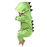 HWTOP Baby Junge Mädchen Jumpsuit Dinosaurier Kapuze Strampler Romper Outfits Bekleidungsset, Grün, 3-6 M