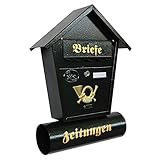 HELO Briefkasten Postkasten Zeitungsrolle Nostalgie Antik Wandmontage Retro Groß XXL (T1-T, Grün)