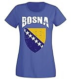 Aprom-Sports Damen T-Shirt Bosnien.- Vintage Destroy Royal Wappen D01 (M)