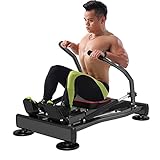 PDFF Hydraulisches Rudergerät, Professionelles Rudergerät für Zuhause mit LCD-Monitor, 4-stufigem Widerstand und weichem Sitz, Fitness Cardio Total Body Trainer C