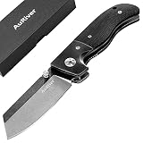 Klappmesser, AUS-8 Edelstahl Outdoor EDC Taschenmesser G10 Griff mit Taschenclip für Perfekt Als Fuer Freizeit, Survival, Jagd, Angel (Schwarz)
