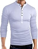 Freizeithemden Herren Urban Klassisch Rundhals Knopfleiste Herren Shirt Herbst Winter Slim Fit Stretch Einfarbig Männer Langarm Outdoor Angeln Camping Herren T-S