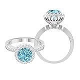 Einzigartiger Verlobungsring, D-VSSI 2,6 CT Solitär Lab erstellt Smaragd Ring, Halo Sidestone Ring, Braut Ehering, Statement Ring, Antiker Ring, 14K Weißes Gold, Labor erstellt Smaragd-1, Size:EU 47