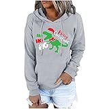 Weihnachten Pullover Rentier Elfe Weihnachtspullover Weihnachtspulli Christmas Sweatshirt Xmas Pulli Shirt Wintermantel Damen Bunt Weihnachten Langarm Shirt (Rot 2,XXL)