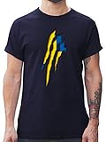 Fussball WM 2022 Fanartikel - Schweden Krallenspuren - XL - Navy Blau - Tshirt Herren Fussball em - L190 - Tshirt Herren und Männer T-S