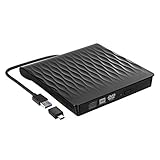 DANGZW Externes CD DVD Laufwerk, USB 3.0 Schlanker Tragbarer Externer CD DVD Brenner, High-Speed-Datenübertragung Optisches USB Laufwerk für PC Desktop/Laptop/Linux/MacBook/Windows 10/8/7/XP(Schwarz)