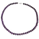 Kette Collier aus echtem Amethyst & 925 Silber violett Kugelkette Halskette für D