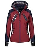 Rock Creek Damen Softshell Jacke Windbreaker Regenjacke Übergangsjacke Softshelljacke Damenjacke Regenmantel Outdoorjacke Kapuze D-441 Weinrot 4XL