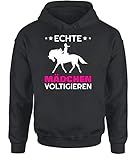 tshirtladen Echte Mädchen Voltigieren Hoodie Unisex Organic XS - XXXL, Farbe: Dunkelgrau, Größe: X-S