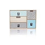 DRULINE Mini Kommode Holz Shabby Chic mit 5 Schubladen Bunt Modell 3