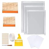 LIXINDEE Siebdruck-Starter-Set, 25,4 x 35,6 cm, 20,3 x 30,5 cm und 15,2 x 25,4 cm, Aluminium-Siebdruckrahmen mit 110 weißen N