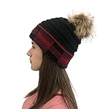 GUOQUN-SHOP WintermüTze Unisex Winter Warme weiche Stretch Slouchy Plaid Beanie Ski-Hüte gestrickte Schädel-Mützen for Frauen (Color : Red, Size : Adjustable)