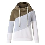 YunYoud Damen Hoody Pullover Hoher Kragen Hoodies Kordelzug mit Kapuzen Tasche Lässige Langarm Sweatshirt Kapuzenpullover Frühling Pullover Langarmshirt Druck