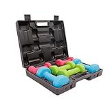 GORILLA SPORTS® Kurzhanteln Set - 12 kg Gewichte mit Koffer, 2 x 1 kg, 2 x 2 kg und 2 x 3 kg Gewichte, Rutschfeste, Neopren - Hantelset, Aerobic Dumbbells, Krafttraining, Hantelkoffer, Fitness H