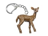Miniblings Reh Schlüsselanhänger - Handmade Modeschmuck I Rehkitz Kitz Damwild Wildtier Waldtier Wild Wald Tier braun - Schlüsselring Anhäng