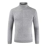 SALEBLOUSE Herren Rollkragenpullover Lässig Gerippt Slim Fit Strickpullover Basic Rollkragen Pullover Strickwaren Bequeme Kaschmir Merino Wolle Langarm Sweatshirts Tops Bluse Mantel Knitwear Outw