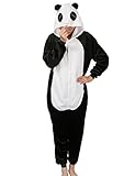 LATH.PIN Jumpsuit Tier Karton Fasching Halloween Kostüm Sleepsuit Cosplay Fleece-Overall Pyjama Schlafanzug Tierkostüme, Panda, Gr. L