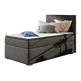 Selsey Mechico – Einzel-Boxspringbett/Polsterbett mit Bettkasten Links und Stoffbezug in Dunkelgrau ca. 90x200