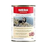 MERA Pure Sensitive Geflügelherzen, Hundefutter nass mit hohem Fleischanteil und getreidefrei, Nassfutter aus 100% tierischem Protein für Sensible Hunde, Single Protein (6 x 400 g)