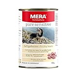 MERA Pure Sensitive Geflügelherzen, Hundefutter nass mit hohem Fleischanteil und getreidefrei, Nassfutter aus 100% tierischem Protein für Sensible Hunde, Single Protein (6 x 400 g)