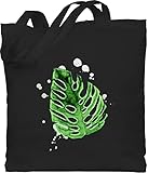 Shirtracer Blumen & Pflanzen - Monstera Deliciosa Fensterblatt Aquarell - Unisize - Schwarz - jutebeutel pflanzen - WM101 - Stoffbeutel aus Baumwolle Jutebeutel lange Henk