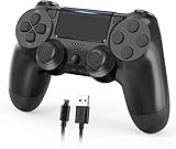 PS4 Wireless Game Controller,PS4/Pro/Slim/PC Wireless Controller,Touch Panel Gamepad,Dual Vibration-und Audiofunktionen,LED-Anzeige,3.5MM Audiobuchse und Anti-Rutsch-Ergonomie-Schw