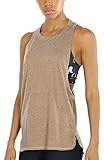 icyzone Sport Tank Top Damen Locker - Yoga Fitness Shirt Racerback Oberteile atmungsaktive (Beige, M)