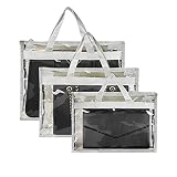 QEQRUG Handtaschen-Aufbewahrungstaschen, 3 Stück Staubschutzbeutel zum Aufhängen von Schrank, Aufbewahrungstasche mit Reißverschluss und Griff für Handtaschen, Anti-Staub (grau)