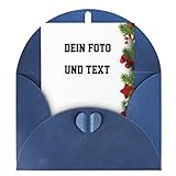 Personalisierte Grußkarten Mit Eigenem Foto/Namen/Text, Weihnachtsgrußkarte Glückwunschkarte Einladung Dankeskarte Geburtstagskarte selbst gestalten Geschenk Gutschein Karte, 15*10cm im H