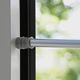 Klemmfix Klemmstange für Fenster Tür Gardine Länge 60-90 cm ausziehbar Scheibenstange ohne Kleben - silb