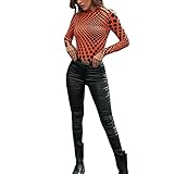 Herbst Und Winter Casual Fashion Damen Rundhals Polka Dot Drucken Langarm T-Shirt In Der Kragen Perspektive Enges Bottoming Shirt Schlank Abnehmen Top D