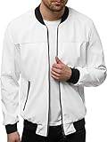 OZONEE Herren Lederjacke Kunstlederjacke Kunstleder Farbvarianten Jacke Bikerjacke Übergangsjacke Herrenjacke Leder Echtlederjacke Echtleder Wildleder Biker OZONEE 777/1786K WEIß XL