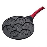 Pfannkuchenpfanne, Spiegelei Burger Pfanne mit Griff, 7 Eier Pancake Bratpfanne, Antihaft Spiegelei Pfanne, 7 Löchern Crepepfanne für Frühstück Eier, Küchenutensilien Burger Augenpfanne (Schwarz)