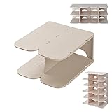 Schuhregal, Schuhschrank aus Kunststoff mit 2 Ebenen, platzsparend, verstellbar, freie Kombination, robust, stapelbar, Khaki (2 Schichten)