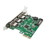 YXZQ Computer-Add-On-Karte Pci-e Vier USB-3.0-Erweiterungsschnittstellen PCI-Interfacekarte Express Card Adapter 15Pin for Desktop-PC Computerhardware-Zubehör (Color : Green)
