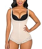 Slimfaja Shapewear für Frauen, Unterwäsche, Bodysuits, Bauchkontrolle, Hüftlifting, Reißverschluss, beige, X-S