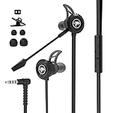 BlueFire In Ear Kopfhörer, Gaming Headset mit 2 Mikrofone, Abnehmbares Langes Mikrofon, Lärmminderung, Lautstärkeregelung, Premium Audioqualität, für iPad,iPhone,PS4,Xbox,PC,Laptop (Schwarz)