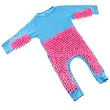 Fenteer Baby Kleidung Wischmop Strampler Reinigungsmop Overall Mädchen Jungen Jumpsuit Babykleidung zum Krabbeln - Blau + Rosenrot, 73