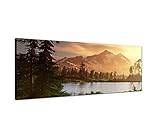 Augenblicke Wandbilder Leinwandbild als Panorama in 150x50cm Berge Schnee Waldsee Bäume N