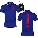 JesUsAvila Polo Hemden Revers Einfach Ya.MA-ha Drucken Kurzärmelig Tee Oben Männer Frauen Baumwolle Beiläufig Arbeit Hals/Blue/M