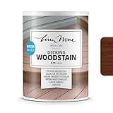 Lasur für Holzboden (Lack) mit Satinierung Oberfläche Wasserbasiertem - Dekoriert und Schützt äußere Holzböden Idel für Fußböden, Terrassen und Poolbereichen (750 ml, Teak)