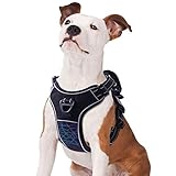 TAMOWA Hundegeschirr für Große Hunde,Verstellbares Reflektierendes Hunde Geschirr No Pull, Sicherheitsgeschirr für Mittlere Hunde Brustgeschirr Dog Harness Weich Gepolstert Atmungsaktiv, Schwarz, M