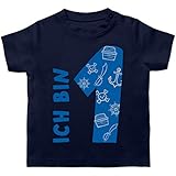 Baby Geburtstag Geburtstagsgeschenk - Ich Bin 1 Piraten-Scribble - 1/3 Monate - Navy Blau - 1 Geburtstag Junge Shirt - BZ02 - Baby T-S