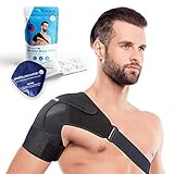 Sports Laboratory Schulterbandage mit Warm und Kalt Kompresse - Geeignet für Schultersteife, Rotatorenmanschette und Verstauchungen - Verstellbare Passform für Männer und F