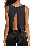 INSTINNCT Damen Tank Tops Casual Ärmellos Rückenfrei Shirts für Yoga Workout #2 Schwarz M