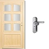 kuporta Fichte Holzhaustür nach Maß Lohne DIN links SIZE Haustüren Eingangstür Wohnungstür Holztür mit Drücker/Griff-S