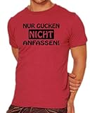 Touchlines Unisex/Herren T-Shirt Nur gucken - Nicht anfassen, Brickred, M, B1661